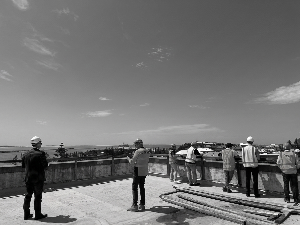 METCON team on a Sydney rooftop site walk