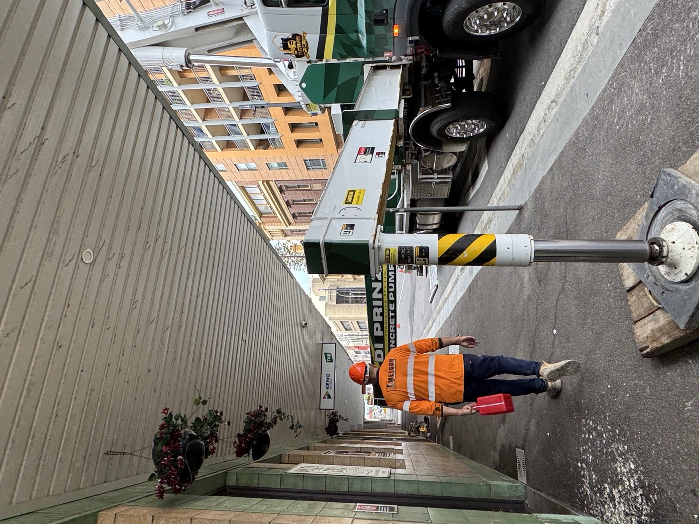 Footpath kept open during a concrete pour
