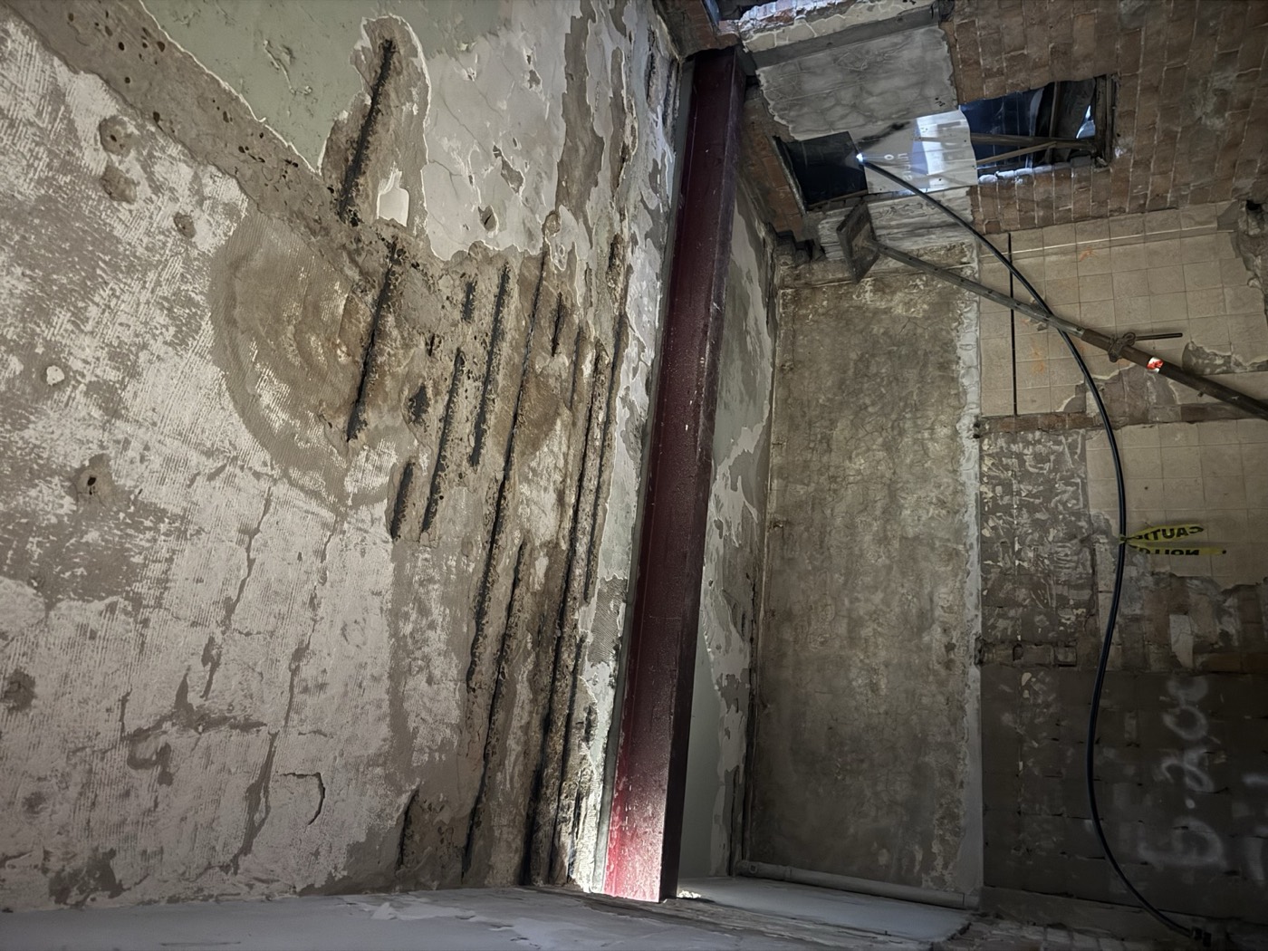 Spalling ceiling slab