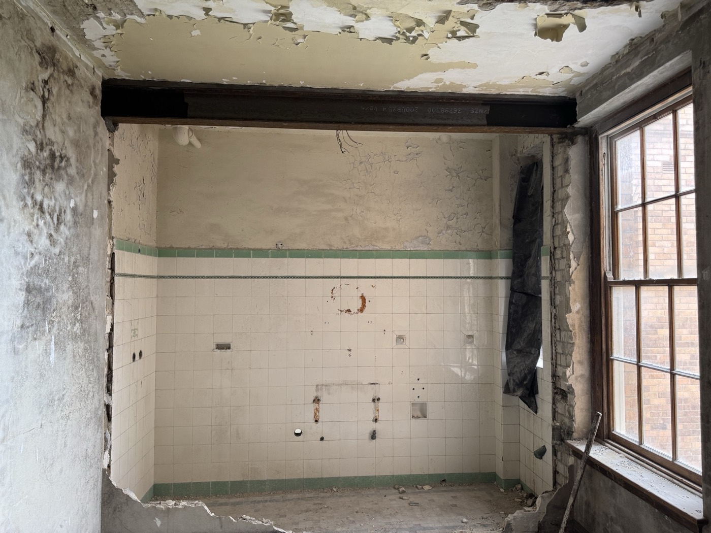 Structural steel in a commercial floor