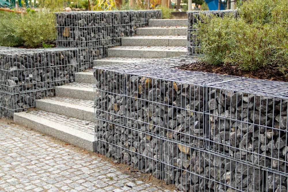 Gabion planters and steps, Manly