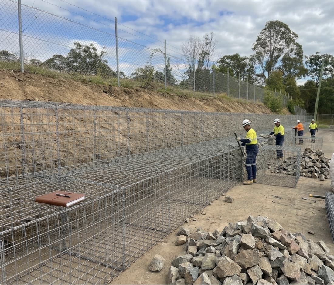 Gabion wall installation, Parramatta