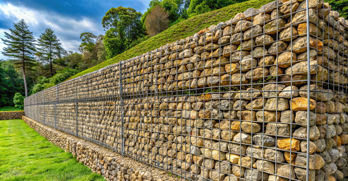 Gabion retaining wall