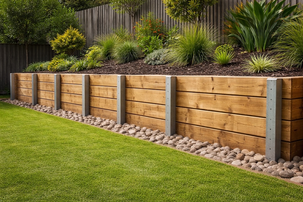 Timber retaining wall